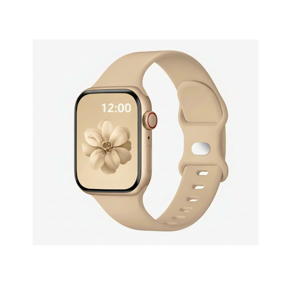 Apple iWatch Compatible Series 9-1 Sporty Beige Silicone Watch Band 38/40/41mm